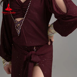 Girls' Belly Dance Practice Costume 2-Piece Modal Set With Robe And Belt