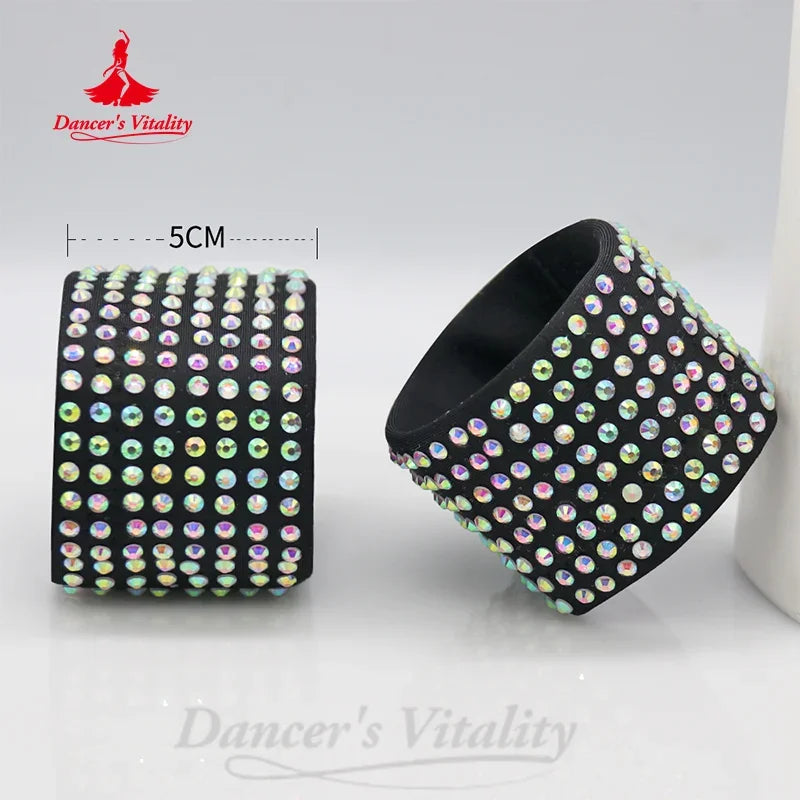 Dance Shoe Heel Protectors, Women's, Neon Green Rhinestone, Slip-On, Ballroom Latin Salsa