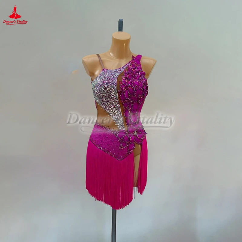 Women's And Girls' Latin Ballroom Tassel Dance Dress For Competition Or Grade Exam Customizable