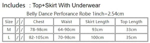 Belly Dance Costume Women Peach Long Sleeve Crop Top with Flared Sleeves and High Slit Skirt