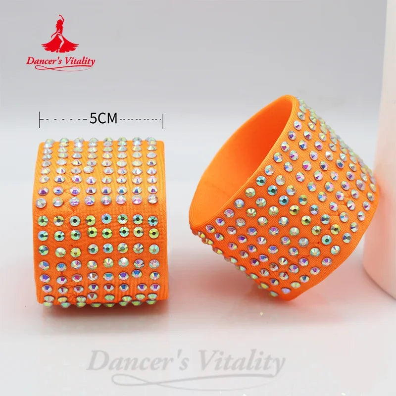 Dance Shoe Heel Protectors, Women's, Neon Green Rhinestone, Slip-On, Ballroom Latin Salsa