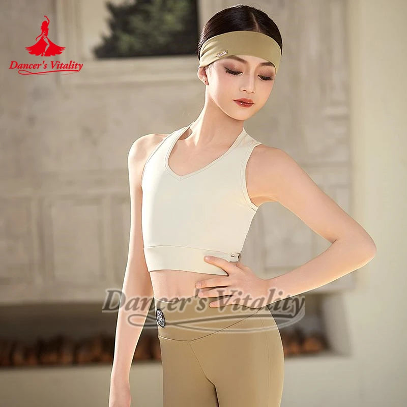 Women's Beige Long Sleeve Leotard with Leggings and Leg Warmers for Dance Practice