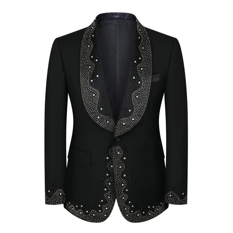 Men's 2-Piece Tuxedo Suit With Shawl Lapel One-Button Blazer For Weddings And Formal Events