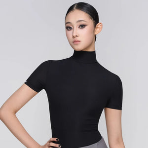 Women's White, Light Green, Black, and Gray Short Sleeve Mock Neck Dance Top with Flared Dance Pants