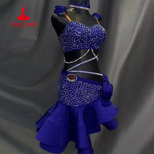 Women's & Girls' Latin Ballroom Dance Dress With AB Rhinestones and Fishtail Hem For Performance