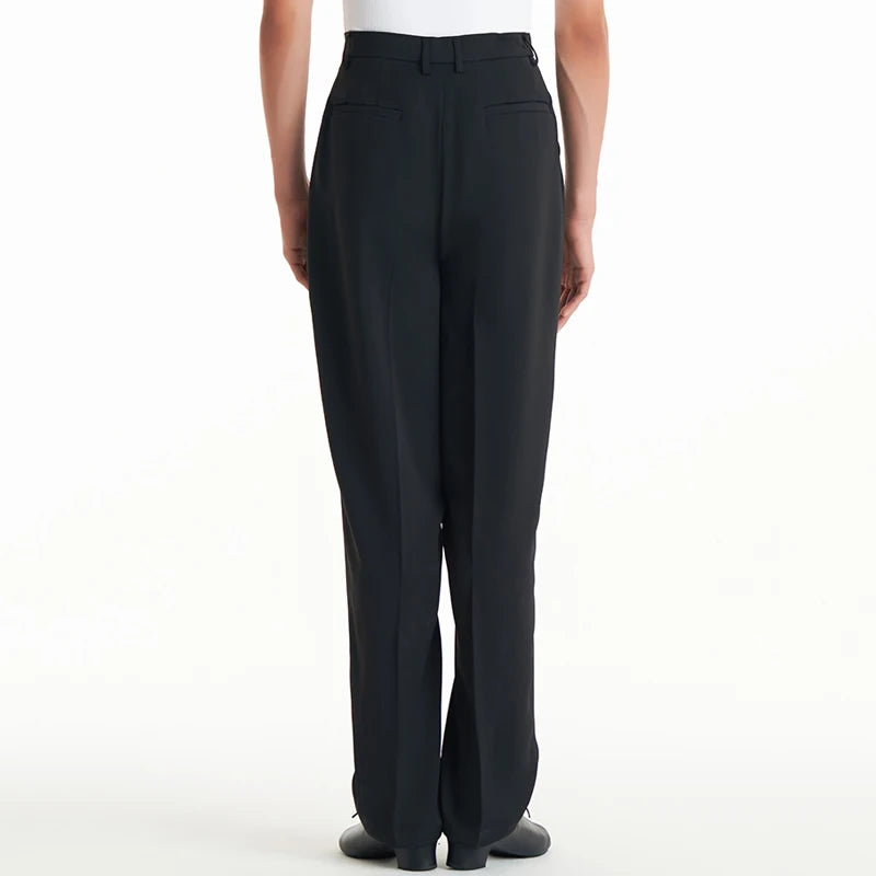Dance Pants Men's Black Drawstring Pleated Logo Detail Loose Fit Ballroom Latin