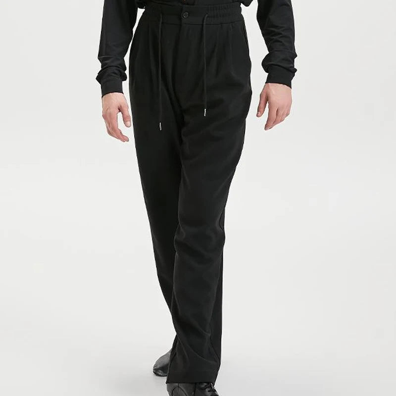 Dance Pants, Women's Black Elastic Waist Wide Leg Dance Trousers for Ballroom and Latin