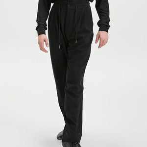 Dance Pants, Women's Black Elastic Waist Wide Leg Dance Trousers for Ballroom and Latin