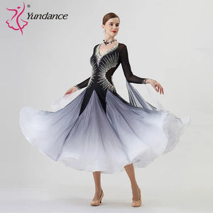 Women's Standard Ballroom Waltz Dress With Rhinestones Multicolor For Competition Performance