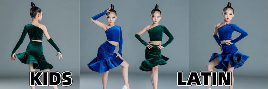 Girls Black Mesh Cutout Sleeveless Leotard Flared Dance Pants Set Latin Ballroom