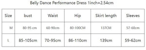 Women's Blue Rhinestone Cold Shoulder Long Sleeve Cowl Neck Slit Skirt Belly Dance Dress