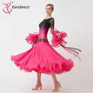 Women's Standard Ballroom Waltz Dress With Rhinestone Accents Multicolor For Competition Performance