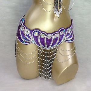 Belly Dance Hip Scarf, Women's Multi-Color Sequin & Bead Fringe Hip Scarf, Tribal Fusion Dance Costume Accessory