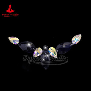 Rhinestone Applique, Unisex, AB Color, Teardrop & Round Sew-on Crystals, Dance Costume Embellishment