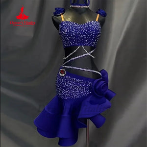 Women's & Girls' Latin Ballroom Dance Dress With AB Rhinestones and Fishtail Hem For Performance