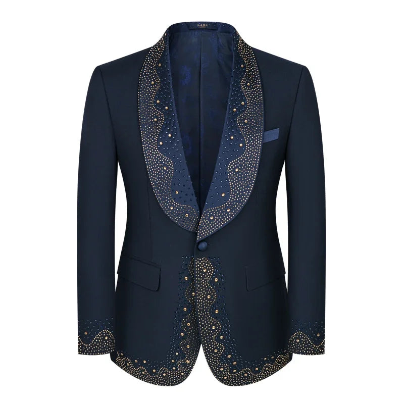 Men's 2-Piece Tuxedo Suit With Shawl Lapel One-Button Blazer For Weddings And Formal Events