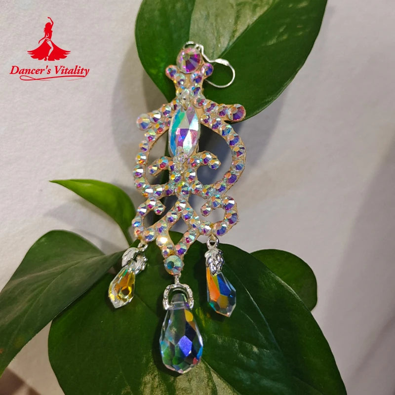 Dance Earrings Women's Iridescent AB Rhinestone Hoop Earrings, Ballroom Latin Salsa Dance Jewelry