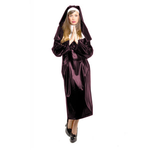 Multicolor PVC Leather Long Sleeve Nun Costume Cosplay Maxi Dress Habit Headgear S-7XL Party Club Halloween