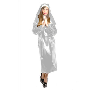 Multicolor PVC Leather Long Sleeve Nun Costume Cosplay Maxi Dress Habit Headgear S-7XL Party Club Halloween