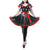 PVC Leather Wetlook A-line Pleated Ruffle Cosplay Maid Dress Short Sleeve Mini Dress with Belt Multi-Color