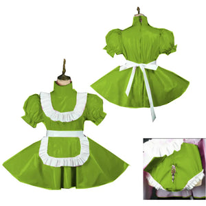 Lockable PVC Latex Sweet Lolita French Maid Dress Multi-Color Crossdress Cosplay with Lockable Panties 7XL