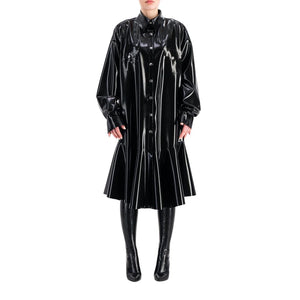 Wetlook PVC Full Sleeve Button-Up Lapel Neck Dress Mermaid Style Club Party Outfits S-7XL Multi-Color