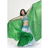 Belly Dance Isis Wings Costume for Women, Gold Pleated Lame Fabric, Includes Headpiece, Top, Pants, and Hip Scarf