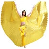 Belly Dance Isis Wings Costume for Women, Gold Pleated Lame Fabric, Includes Headpiece, Top, Pants, and Hip Scarf