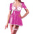 Women's Shiny PVC Leather Breastless A-Line Pleated Mini Dress with Ruffles and Open Chest Party Club Costume Multicolor