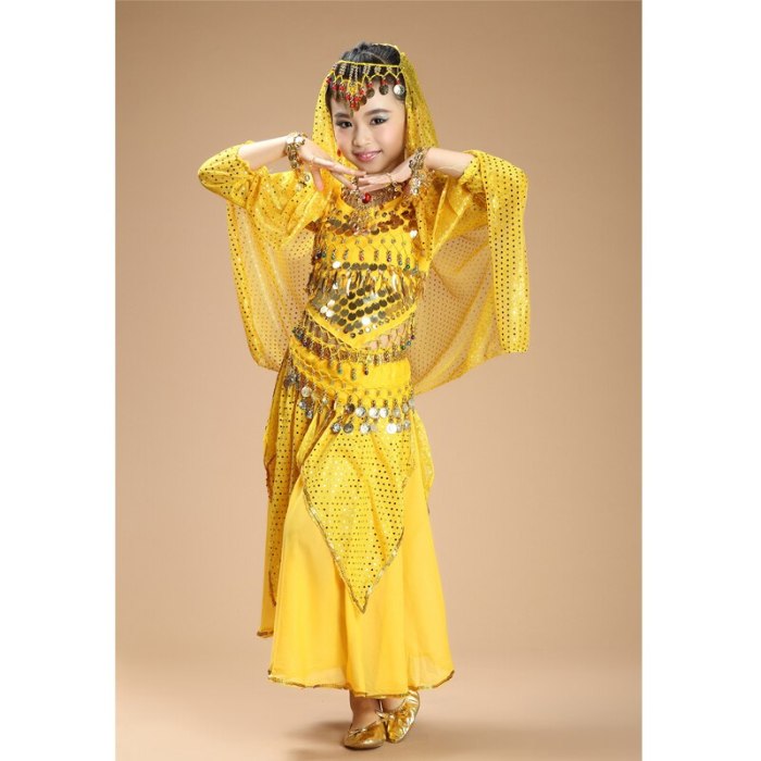 NEW kids belly dance 4pcs(top+skirt+waist chain+veil) indian clothes yellow+h.pink+red girls belly dance costume 3302