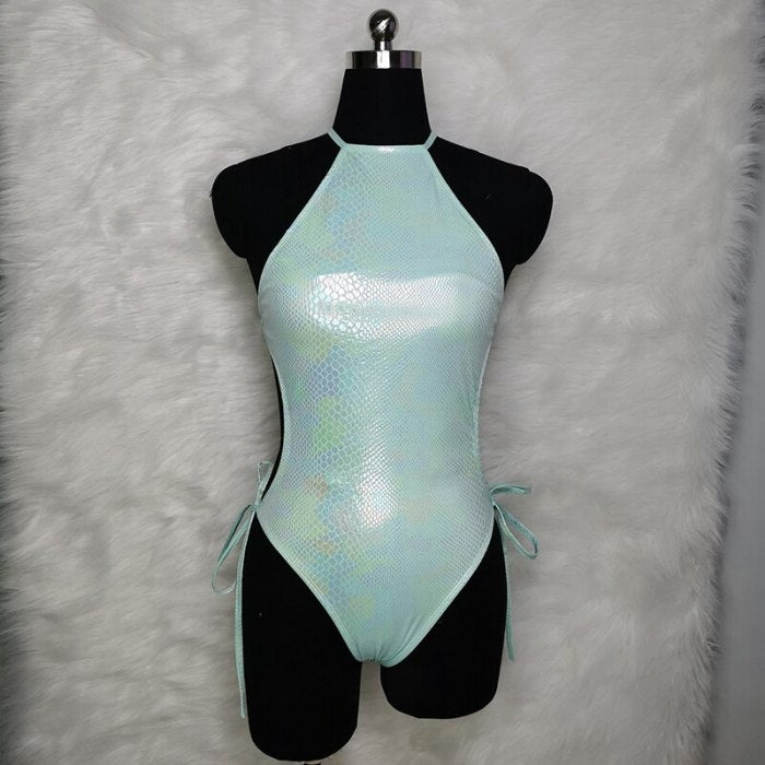 New Women Glitter Swimsuit Sexy One Piece Shiny Bikini Swimsuit Set Summer Holiday Monokini Swimwear Beachwear Bathing Suit