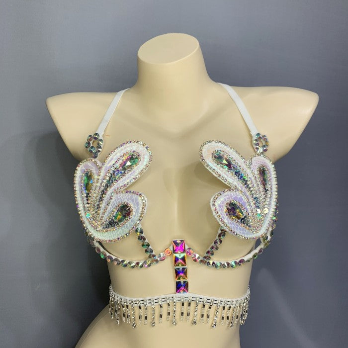 New Arrival Sexy Samba Carnival For Women Wire Bra,mini skirt and panty  stones Samba Suit C032