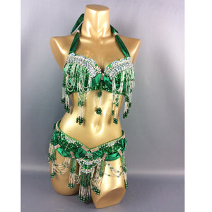 hot selling belly dancing performance costumes,handmade beading set bra&belt set TF1356