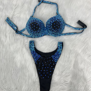 Samba Costumes Free Shipping Hand Made Beaded Dark Blue,silver and red 3 Color Bra and thong