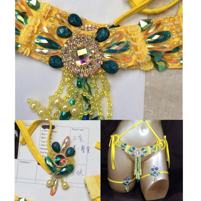 Sexy Samba Rio Carnival Costume  hot selling new belly dance costume with yellow Feather Head piece