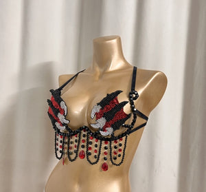 New Handmade Samba Carnival  Wire Bra With Stones Dinosaur Claw Scratches For EDC Festival Rave Carnival BB062