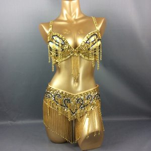 New Women's beaded belly dance costume halloween wear Bar+Belt 2pc set ladies belly dancing costumes bellydance carnival clothes tf1406