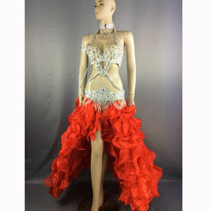 New women performance belly dance costume set carnival belly dancing clothes halloween bellydance bra&belt&skirt 5pcs suit TF1732 (5PCS/SET)