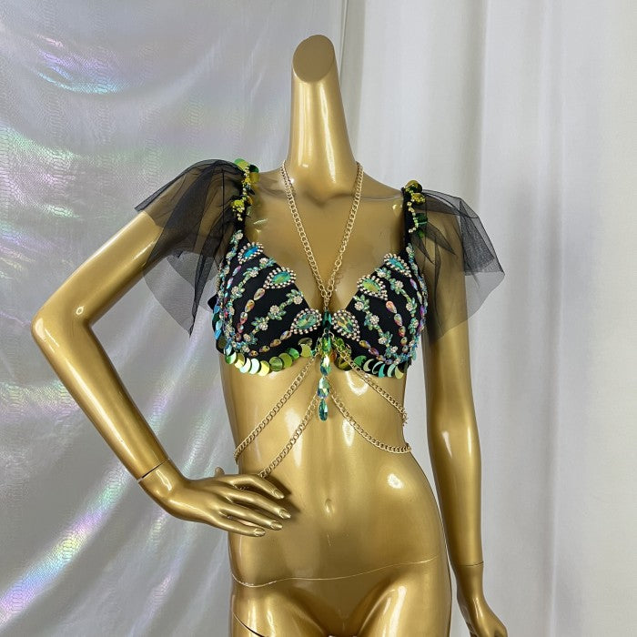 New Style Samba Carnival Halloween Costumes Handmade Bra,Hip Scarf And Panty For EDC Festival