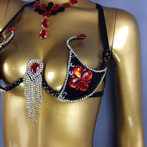 new design top grade Women belly dance Samba Carnivel RIO Crystal Bra Costume Outfit Showgirl dancer costume C017