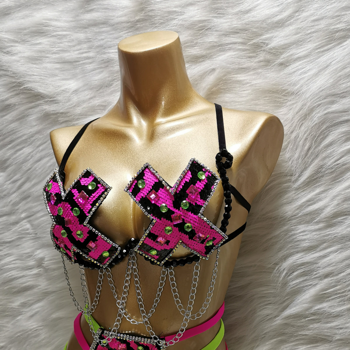 Samba Carnival Handmade Wire Bra Sequins And Beads For EDC Festival