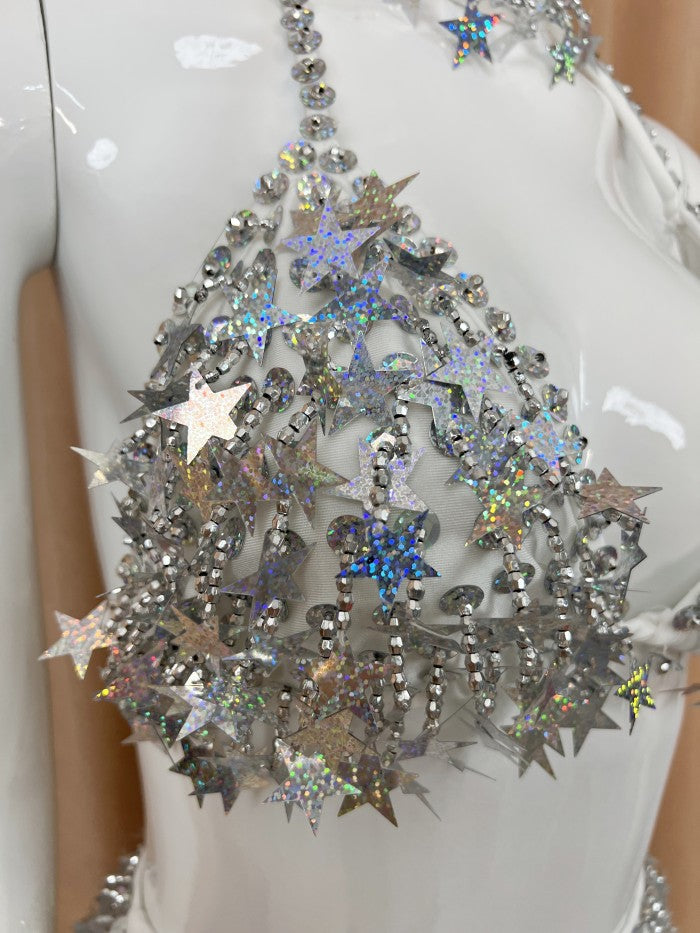 Halloween Handmade Stars Costumes Top And Bottom With Necklace 3 Piece For Performance