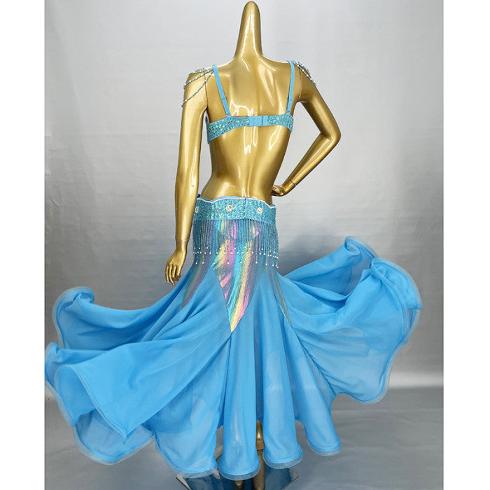 High Quality Handmade Beaded Embroidery Belly Dance Costume Women Stage Performance 3-Piece Dance Set Belly Dancing Wear Outfits TF2152+SK1909