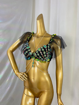 New Style Samba Carnival Halloween Costumes Handmade Bra,Hip Scarf And Panty For EDC Festival