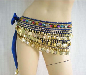 5pcs mix colors Belly dance Hip Scarf 338 coins gold/silver Coin Belt Wraps HS1015-2