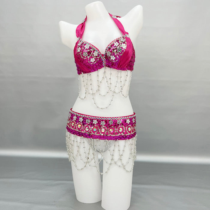 New Women Belly Dance Costumes Bellydance Beaded Bra Belt Set Night Dance Wear Carnival Belly Dancing Suit Outfits Performance TF2562
