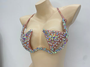 New Style Samba Carnival Rave Festival Party Wire Bra Rainbow Stone For EDC Festival