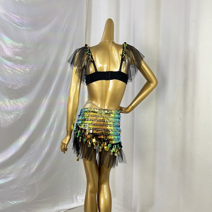 New Style Samba Carnival Halloween Costumes Handmade Bra,Hip Scarf And Panty For EDC Festival