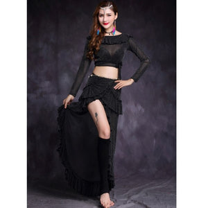 New belly dance costume Crop. Top+Long Skirt 2pc/set Suit for womens Performance suit Belly dance wear Training Clothing HY1157