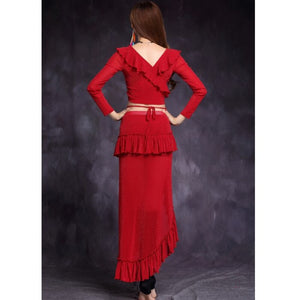 New belly dance costume Crop. Top+Long Skirt 2pc/set Suit for womens Performance suit Belly dance wear Training Clothing HY1157